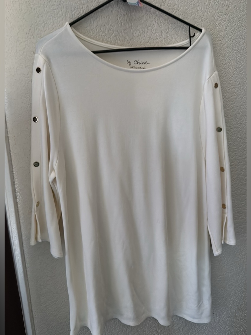 Chico's Cream Button Sleeve Tunic XL